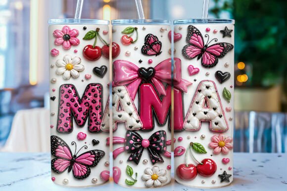3D Inflated Mama 20oz Tumbler Wrap PNG