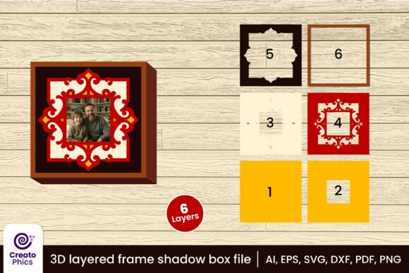 3D Layered Photo Frame Papercut SVG