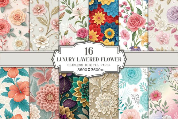 Elevating Design with Luxury Layered Flower Seamless Patterns