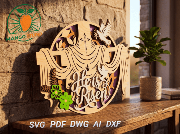 He Is Risen 3D Layered Cross SVG Design