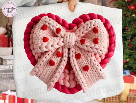 Knitted Heart Bow PNG: The Ultimate Coquette Design Asset
