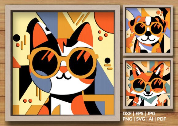 Level Up Your Decor with the 3 Cool Animals SVG Bundle Sunglasses Art