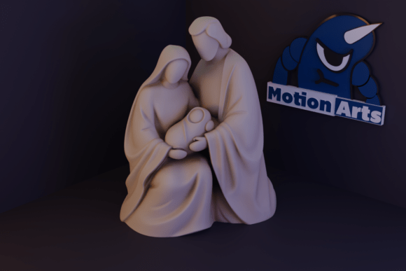 Minimalist Holy Family: A Sacred Sculpture for Modern Faith and 3D Printing