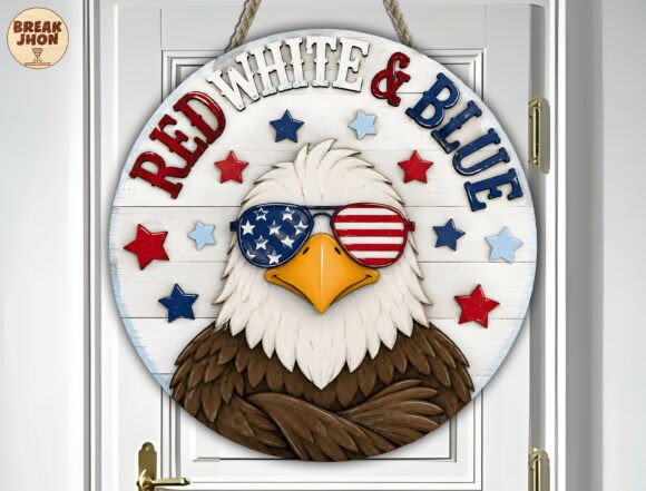 Patriotic Bald Eagle Door Hanger SVG