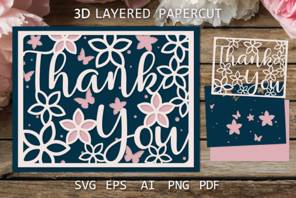 Thank You Card SVG Layered Papercut