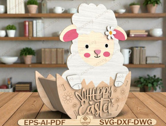 Transforming Digital Designs into Dimensional Spring Decor: The Easter Lamb Basket Laser Cut File