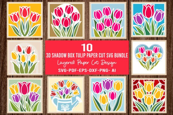 Tulip 3D Shadow Box SVG Bundle Guide
